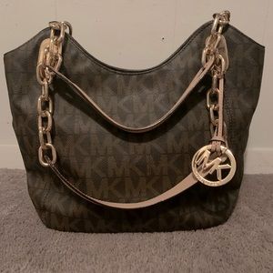 Michael Kors shoulder bag, brown with MK logo